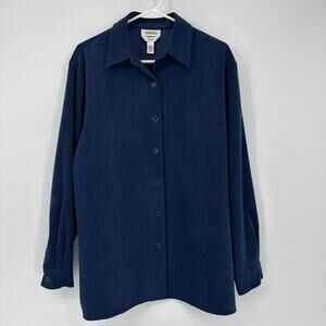 Talbots Shirt Womens Medium Blue Stretch Button Front Long Sleeve Collared Top